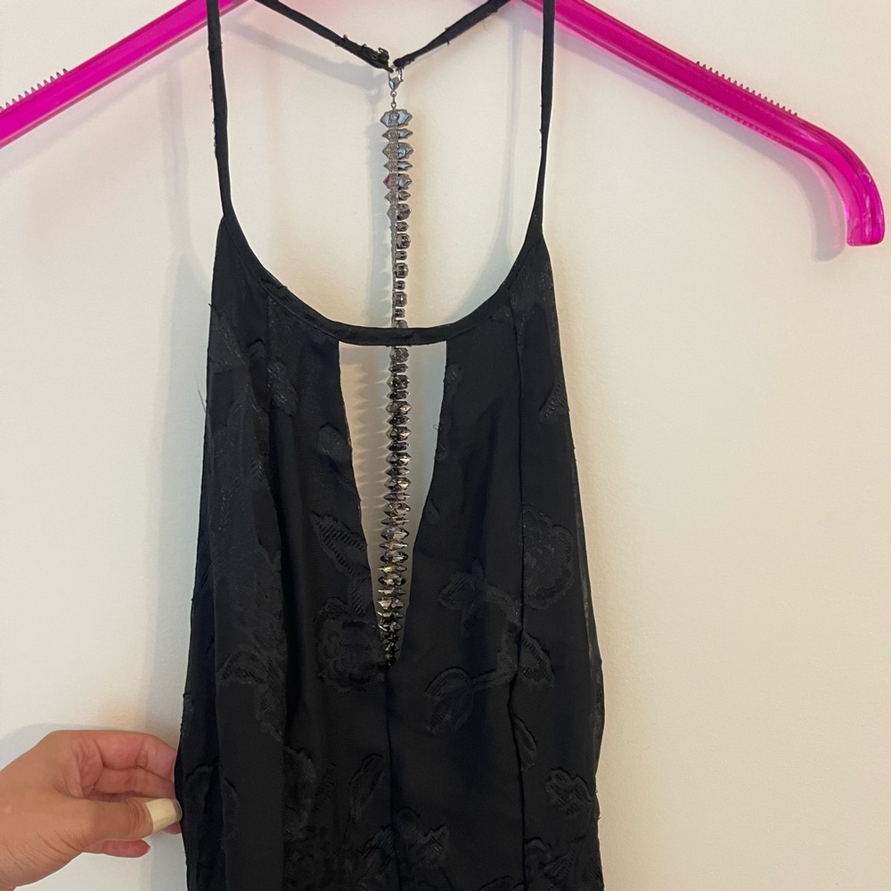 NWT. Backless black lace gown